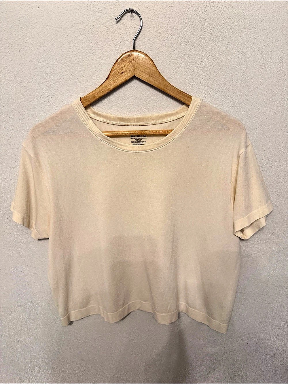 Athleta With Ease Crop Tee Short Sleeve in Cream